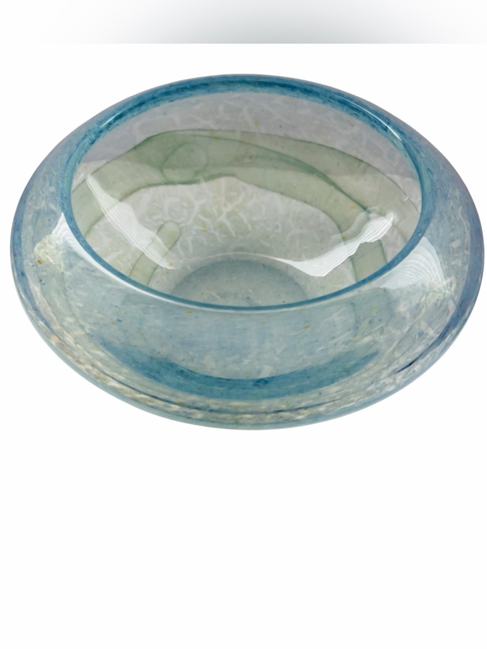 Art Glass Cased Blue Green GDecorative Bowl